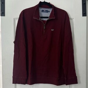 Vineyard Vines Men's Maroon Quarter Zip Knit Sweater